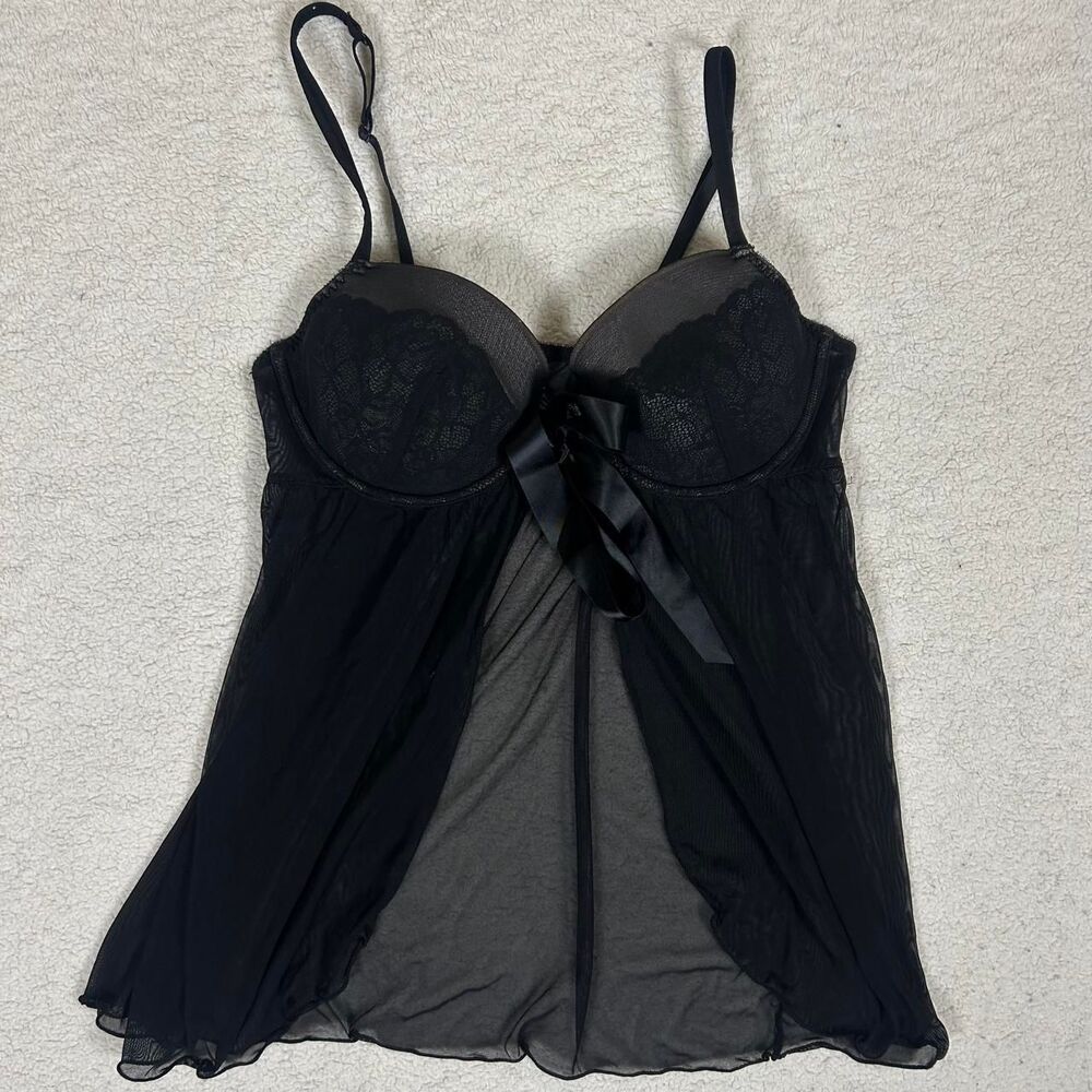 Black and Grey Front Tie Slip Top
